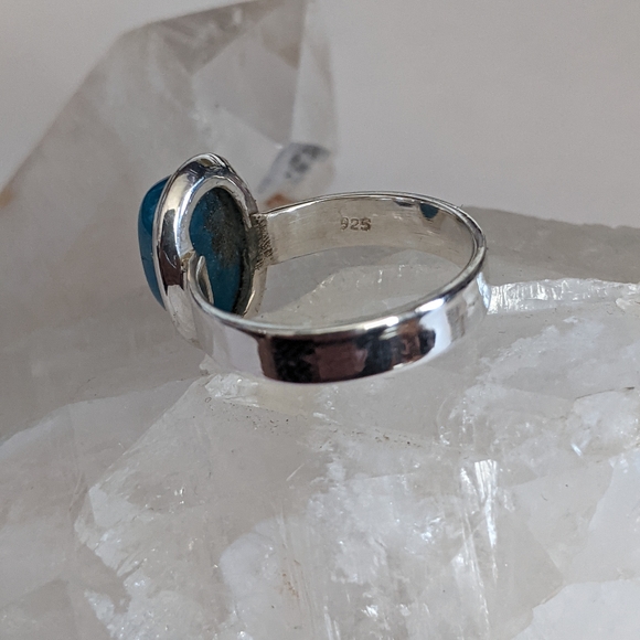 Natural Blue Apatite, 925 Silver Ring, Size 6.5 - Picture 6 of 8